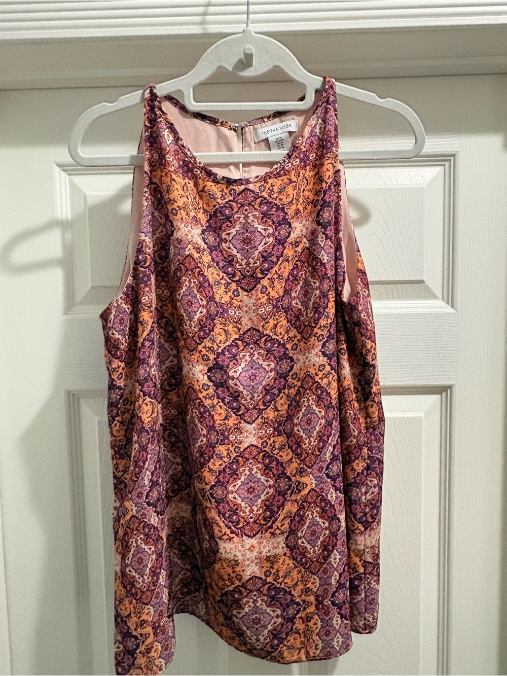 Tabitha Webb Boho Medallion Print Cold Shoulder Tunic Blouse Size Medium